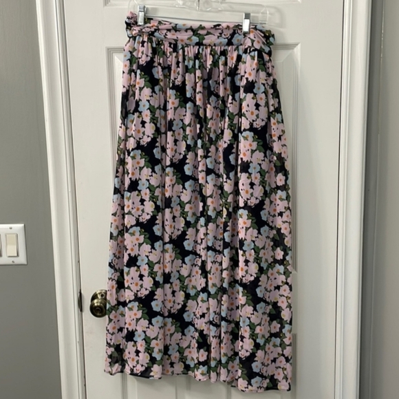 J. Crew Dresses & Skirts - J.Crew Full Length Lined Black Pink Floral Skirt w/ Pockets Women's Size 00 EUC
